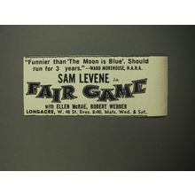 1957 Fair Game Play Ad - Funnier than the moon is blue. Should run for 3 years