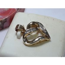 Natural Rd/Bag Diamond .20ctw Freeform Open Heart 10Kt Yellow Gold Pendant#20100