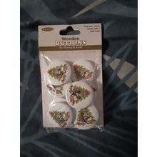 christmas wooden buttons x 10 tree