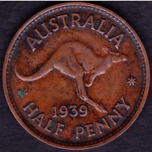 1939 Australia 1 Half Penny Coin Roo