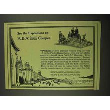 1915 A.B.A. Cheques Ad - See The Expositions