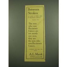 1915 A.L. Marek Racinewis Canoes Ad - Between Strokes