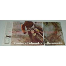 1972 Kawasaki F9 350cc Enduro Motorcycle Ad - Out Ahead