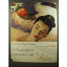 1945 Revlon Fatal Apple Face Powder Ad - Texture? Cling? Fragrance? Of course!