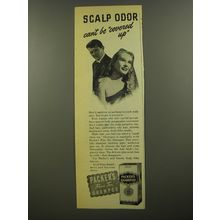 1945 Packer's Shampoo Ad - Scalp odor can't be covered up
