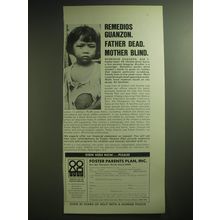 1974 Foster Parents Plan, Inc. Ad - Remedios Guanzon. Father Dead. Mother blind.