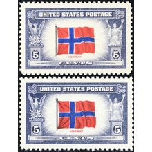 911b, Reverse Printing of Flag Colors VF NH With Normal Stamp - Stuart Katz