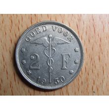 Belgium 1930 Overstruck 3 Over 2 2 Frank Belgie (Dutch - Flemish Text) Coin