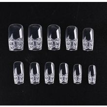 100 False Nails Square Press On 3D Mosaic Art Ballerina Full Cover Set fake