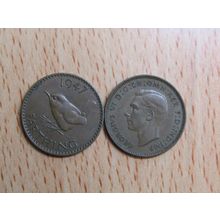 GB 1947 George VI Wren Farthing Coin