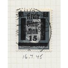 GERMANY 1945 LOCAL SURCHARGE GLAUCHAU 15Pf 4Pf HITLER SAXONY USED DATED 16.7.45