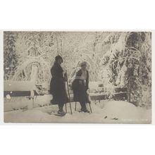 Norway Winter Snow Ladies Skiing early 20th C. unused RPPC Mittet No. 148