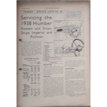 HUMBER 1937-38, 16 & SNIPE, SNIPE IMPERIAL & PULLMAN Motor Trader Service Data