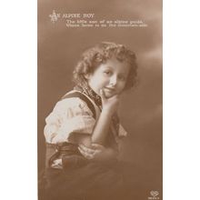 Alpine Swiss Switzerland Child Mountain Boy Antique Real Photo Postcard