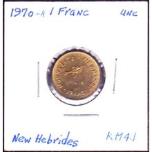 1970 New Hebrides 1 Franc Coin