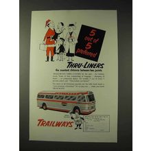 1953 Trailways Bus Ad - 5 Out of 5 Preferred Thru-Liners