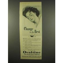 1956 Ovaltine Drink Ad - Change to the Best