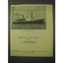 1958 New Zealand Line Cruise Ad - M.V. Ruahine