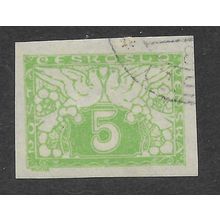 CZECHOSLOVAKIA 1918 EXPRESS NEWSPAPER STAMP 5H GREEN IMPERF SG E25 FINE USED