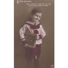After School Learn To Read Antique ABC Blackboard Social History Postcard