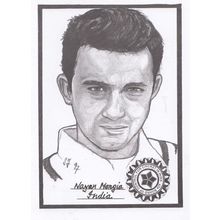 Nayan Mongia Cricket Artist Drawing Limited Edn of 500 Postcard