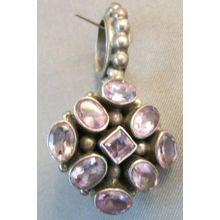 ANTIQUE AMETHYST 952 STERLING SILVER PENDANT 6.2 Carats 9 Stones STUNNING