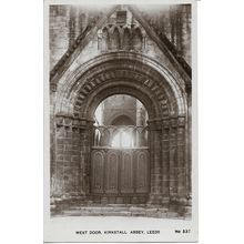 West Door, Kirkstall Abbey, Leeds, Yorkshire, England, UK - Real Photo Postcard