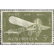 AUSTRALIA, AIR, First Airmail, Bieriot XI, Maurice Guillaux, olive 1964, 5d, #2