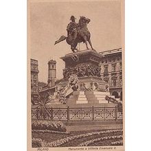 Milan Milano Vittorio Emanuele II Horse Monument Italy Antique Statue Postcard