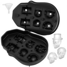 Skull Ice Cube Tray, 6-Grid Skull Ice Ball Maker, Flexible Black Silicone Ic...