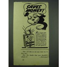 1939 Friskies Dog Food Ad - Saves Money!