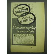 1939 Mentholatum ointment Ad - For Hot Sunburn