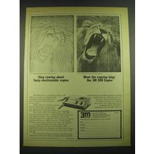 1968 3M 209 Copier Ad - Stop roaring about fuzzy electrostatic copies