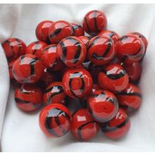 LADYBUG - 25 Beautiful Glass Marbles, Deep Red & Black Swirl, 16mm, Brand New