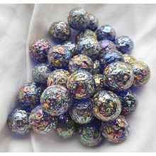 GLITTERBOMB - 25 Beautiful Glass Marbles, Rainbow Speckles, 16mm, Brand New