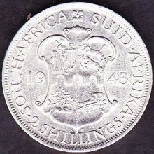 1943 South Africa 1 Florin (2 Shillings) Silver Coin