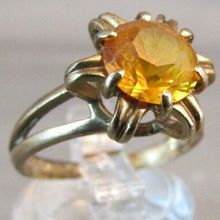 ANTIQUE 10KT YELLOW GOLD 1.4 carat CITRINE SOLITAIRE RING SIZE 5.75 TRC