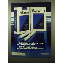 1975 Parliament Cigarettes Ad - Interest of Good Taste