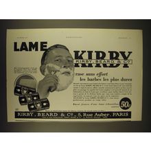 1934 Kirby Razor Blades Ad - in French - Lame Kirby rase sans effort les barbes
