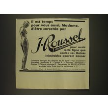 1933 J. Roussel Corsets Ad - in French - Il est temps pour vous aussi, Madame