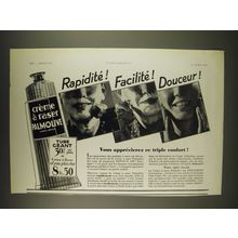 1934 Palmolive Shaving Cream Ad - In French - Rapidite! Facilite! Douceur!