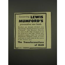 1956 Harper Book Advertisement - The Transformations of Man by Lewis Mumford