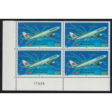 New Caledonia Airbus 320 Aircraft Corner Block of 4 Number 2003 MNH SG#1302