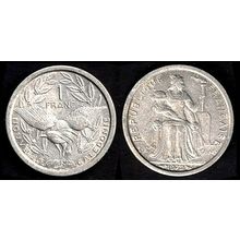 New Caledonia 1F 1952 Kagu Bird and Marianne Used Coin