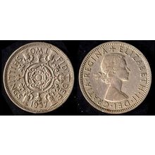 United Kingdom Florin Two Shillings 1957 Used Coin QE II UK