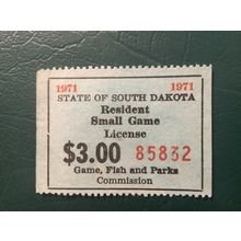 ICOLLECTZONE US South Dakota 1971 Resident Small Game Revenue Stamp VF used