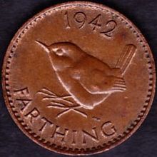 1942 Great Britain 1 Farthing Coin