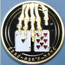 Dead Man's Hand. Challenge Coin, Casino Card Guard. 1.50". 87b.