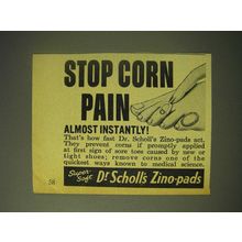 1963 Dr Scholl's Zino-Pads Ad - Stop corn pain almost instantly