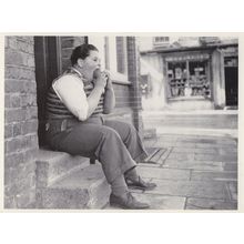 Chubby Fat Boy Devouring Bun Real Photo Postcard